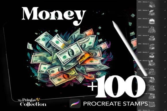 100 Procreate Money Stamps for Digital Creativity