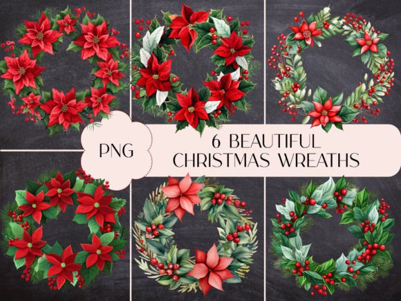 6 Beautiful Christmas Wreaths PNG Format: A Digital Resource for Creative Projects