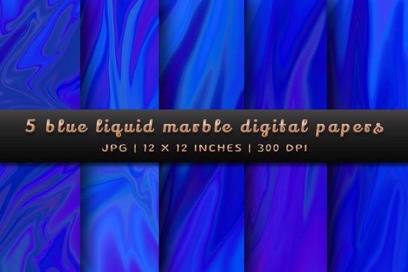 Blue Liquid Marble Digital Papers: Elevate Your Designs with Fluid Elegance