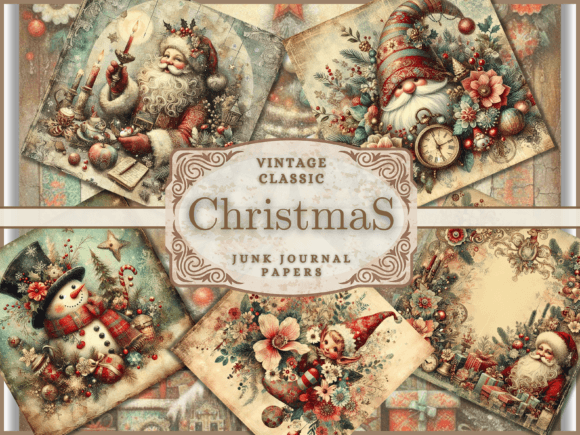 Christmas Backgrounds - Junk Journal Kit