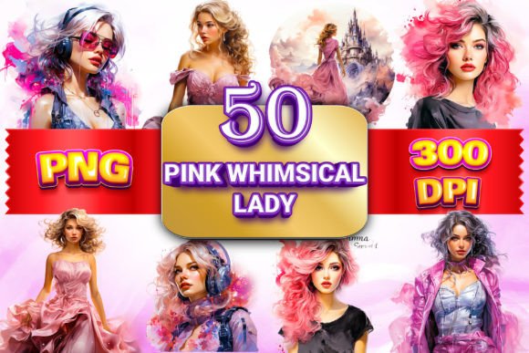 Pink Whimsical Lady Clipart Bundle 4: Strategic Use for Creative and Professional Goals