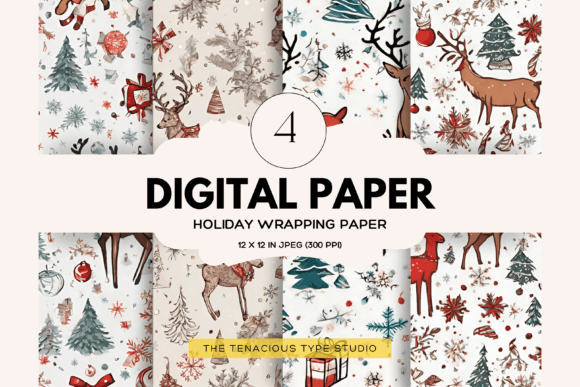 Reindeer Holiday Digital Paper Pack: A Versatile Addition to Your Festive Crafting Projects