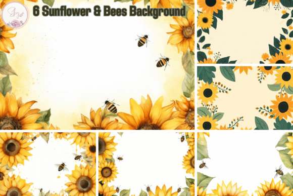 Sunflower and Bees Background: A Versatile Digital Asset for Creative Projects
