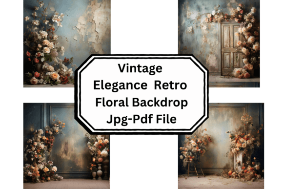 Vintage Elegance - Retro Floral Backdrop: A Timeless Addition to Any Space