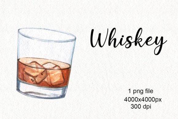 Watercolor Whiskey Glass Clipart