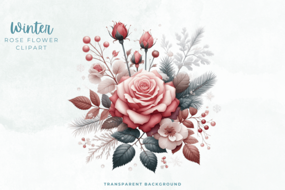 Winter Rose Flower Clipart PNG: A Versatile Design Asset for Creative Projects